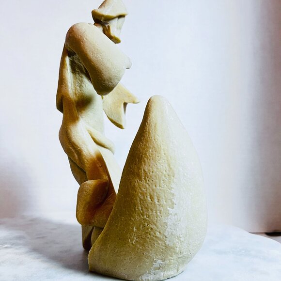 Nativity Jesus Mary and Baby Sandstone Candle Holder Figurine Sculpture Faith - Picture 2 of 7